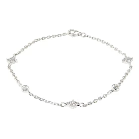 Bracelet or blanc 375 composé d une maille forçat 1,6mm large motifs oxyde zirconium Dimensions : 5,6mm x 18cm Système d a...
