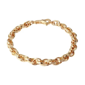 Bracelet or jaune 375 composé d anneaux ovales texturés entrelacés Dimension : 5,6mm x19cm Système d attache : mousqueton