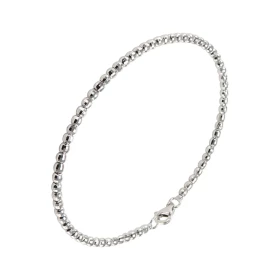 Bracelet or blanc 375 composé perles facettées 2,4mm diamètre Dimensions intérieures : 48x58mm Système d attache : mousqueton