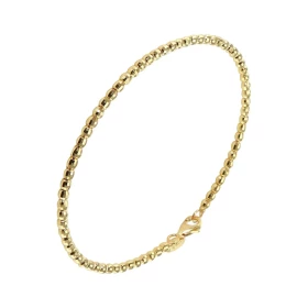 Bracelet or jaune 375 composé perles facettées 2,4mm diamètre Dimensions intérieures : 48x58mm Système d attache : mousqueton