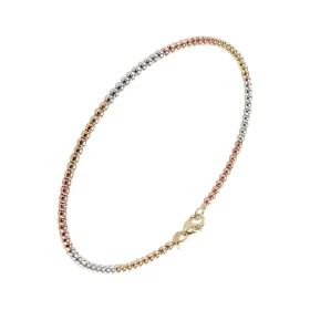  Bracelet 3 ors 375 composé perles 2mm diamètre Dimensions intérieures : 48x58mm Système d attache : mousqueton 