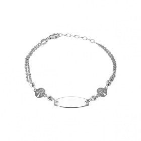 Bracelet argent composé d une plaque à graver 7x18mm, 2 arbre vie dans des cercles 6mm diamètre 4 perles d argent ciselé 3...