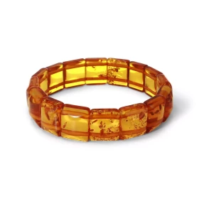 Bracelet Plaquettes Ambre couleur miel 15mm x 18cm Ambre couleur miel Enfilage sur élastique double Largeur : 15mm Longueu...