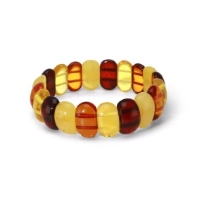 Bracelet Plaquettes Ambre multicolore 17mm x 18cm Ambre multicolore Enfilage sur élastique double Largeur : 17mm Longueur ...