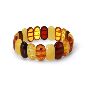Bracelet Plaquettes Ambre multicolore 19mm x 18.5cm Ambre multicolore Enfilage sur élastique double Largeur : 19mm Longueu...