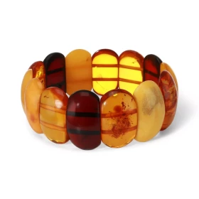 Bracelet Plaquettes Ambre multicolore 28mm x 18.8cm Ambre multicolore Enfilage sur élastique double Largeur : 28mm Longueu...