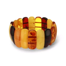Bracelet Plaquettes Ambre multicolore 28mm x 18.8cm Ambre multicolore Enfilage sur élastique double Largeur : 28mm Longueu...