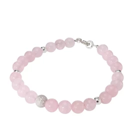 Bracelet Quartz Rose 6mm Argent Ce bracelet est composé pierres 6mm, 4 perles facettées Argent 4mm diamètre d une perle ar...