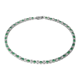 Bracelet Or Blanc 750 Emeraude Diamant Bracelet composé d émeraudes rondes 2.1mm serties à griffes diamants ronds 1.4mm se...