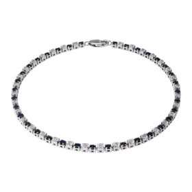  Bracelet Or Blanc 750 Saphir Diamant Bracelet composé saphirs ronds 2.1mm sertis à griffes diamants ronds 1.4mm sertis da...