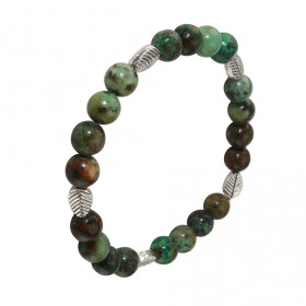Bracelet Turquoise 8mm Motif Feuille Ce Bracelet est composé 20 perles 8mm Turquoise Africaine 5 intercalaires métal repré...