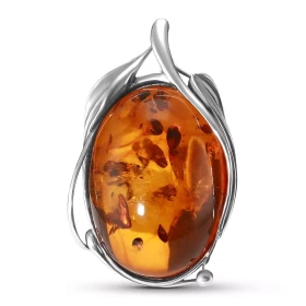 Broche Argent Ambre Ovale Ambre couleur cognac Dimensions du motif : 40x23mm Attention ce bijou est une broche, il ne peut...