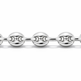 Collier Homme Argent 925 Maille Grain De Café - Longueur 50 Cm, Largeur 6 Mm - Livré Avec écrin Et Certificat