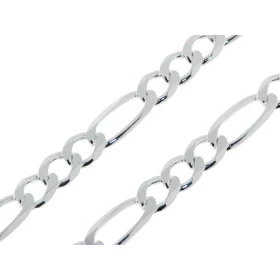 Chaine Argent 925 maille figaro alternée 1.3 Maille lapidée sur 6 faces Largeur maille : 6,3mm Longueur chaine : 55cm 