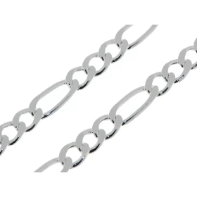 Chaine Argent 925 maille figaro alternée 1.3 Maille lapidée sur 2 faces Largeur maille : 6mm Longueur chaine : 55cm 