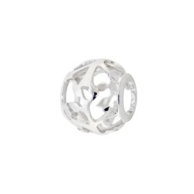 Charm Ajouré Argent 925 rhodié Dimensions du charm : 11x9mm Diamètre du trou : 5mm Motif Floral Compatible toutes marques