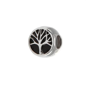 Charm argent rhodié arbre vie sur fond laque noire Dimensions du pendentif : 10x10mm Diamètre du trou : 5mm Compatible tou...
