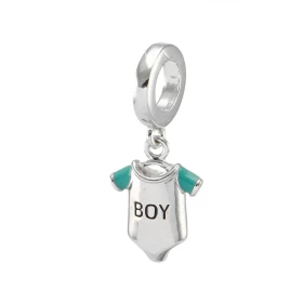 Charm argent rhodié forme body l inscription "boy" Dimensions du pendentif : 9x21mm Diamètre du trou : 5mm Compatible tout...