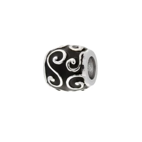 Charm Argent 925 Email noir Dimensions du charm : 11x9mm Diamètre du trou : 5mm Motifs argent base émail noir Compatible t...