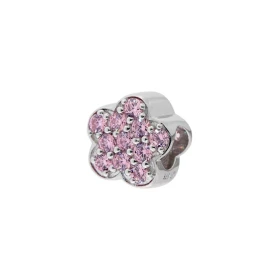 Charm Argent 925 rhodié Fleur oxydes roses Dimensions du charm (vue face) : 10mm x 10mm Diamètre du trou : 5mm Oxydes zirc...