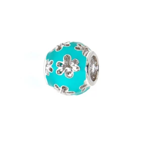 Charm Fleurs Argent 925 Email turquoise Dimensions du charm : 10x11mm Diamètre du trou : 5mm Fleurs ajourées sur base émai...