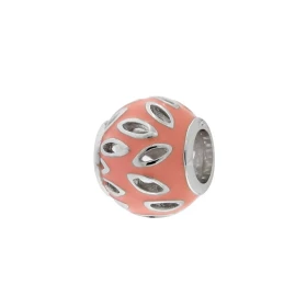  Charm Motifs Ajourés Argent 925 Email Rose Dimensions du charm : 11x9mm Diamètre du trou : 5mm Motifs ajourés argent base...