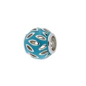 Charm Motifs Ajourés Argent 925 Email Turquoise Dimensions du charm : 11x9mm Diamètre du trou : 5mm Motifs ajourés argent ...