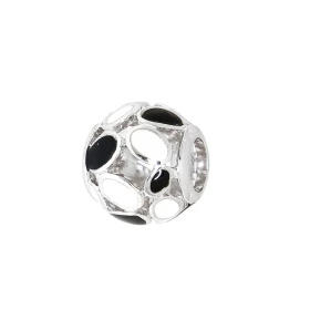 Charm Motifs Ovales Argent 925 Email blanc noir Dimensions du charm : 10x11mm Diamètre du trou : 5mm Motifs ovales email b...