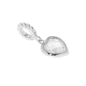 Charm Pendentif Coeur Argent 925 rhodié Oxyde Longueur du charm : 20mm Diamètre du trou : 4,5mm Motif coeur un oxyde zirco...