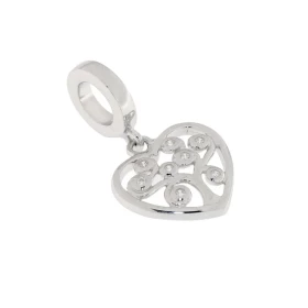 Charm Pendentif Coeur Arbre vie Argent 925 rhodié Oxydes Longueur du charm 22mm Diamètre du trou : 4,5mm Motif coeur un ar...