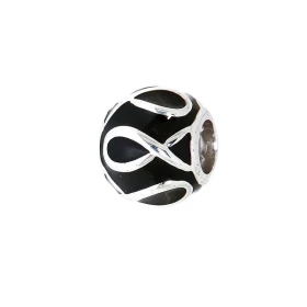 Charm signe infini Argent 925 Email noir Dimensions du charm : 10x11mm Diamètre du trou : 5mm Motifs infini sur base argen...