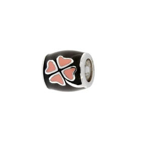 Charm Trefle à 4 Feuilles Argent 925 Emaillé Noir Rose Dimensions du charm : 9x8mm Diamètre du trou : 5mm Motif trefle à q...