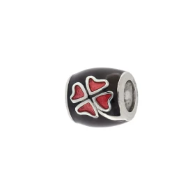 Charm Trefle à 4 Feuilles Argent 925 Emaillé Noir Rouge Dimensions du charm : 9x8mm Diamètre du trou : 5mm Motif trefle à ...