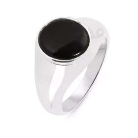  Chevalière Argent 925 Onyx Ovale 12x10mm Bague Argent 925 sertie d une pierre ovale 12x10mm Pierre montée serti clos Larg...