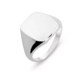  Bague Argent 925 type Chevalière pour Homme Plateau forme coussin 16 x 12 mm Gravure possible : 2 initiales max 