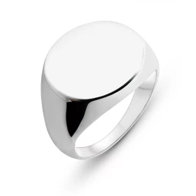  Bague Argent 925 type Chevalière pour Homme Plateau rond 16mm diamètre Gravure possible : 2 initiales max   