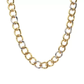 Collier 2 ors 375 composé maillonsovales Largeur : 9mm Système d attache : mousqueton Longueur : 50cm
