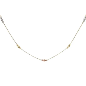Collier 3 ors 375 composé d une maille forçat 1mm large perles ciselées 3 4mm diamètre Système d attache : mousqueton Long...