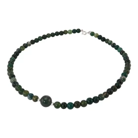 Collier Agate Mousse 6-10mm Argent Ce collier est composé boules 6mm Agate Mousse, 2 perles facettées Argent 4mm diamètre ...