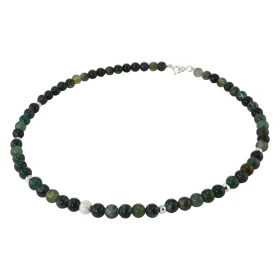 Collier Agate Mousse 6mm Argent Ce collier est composé boules 6mm Agate Mousse, 6 perles facettées Argent 4mm diamètre d u...