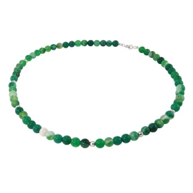 Collier Agate Verte 6mm Argent Ce collier est composé boules 6mm Agate Verte, 6 perles facettées Argent 4mm diamètre d un ...