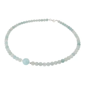 Collier Aigue Marine 6-10mm Argent Ce collier est composé boules 6mm Aigue Marine, 2 perles facettées Argent 4mm diamètre ...