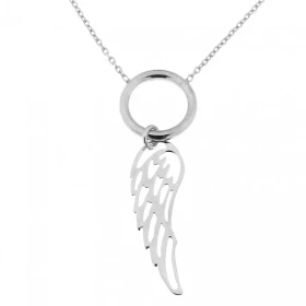  Collier Aile d ange Argent 925 Rhodié Longueur ajustable 40 à 45cm Dimensions du motif (cercle aile d ange) : 45x15mm 