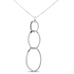 Collier argent rhodié composé 3 ovales Dimension du pendentif : 18x62mm Chaîne maille forçat 1,2mm large Longueur ajustabl...