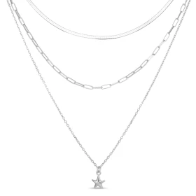  Collier argent rhodié 3 rangs composé d une maille serpent 2mm large, 1 maille fantaise 2,3mm large une maille forçat 1,4...