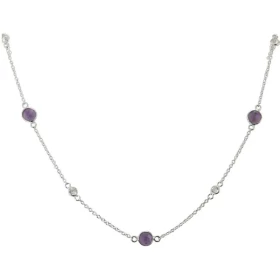 Collier Argent 925 Améthyste Oxyde zirconium Collier composé d une chaine forcat, 5 Améthystes facettées 5mm 6 oxydes rond...