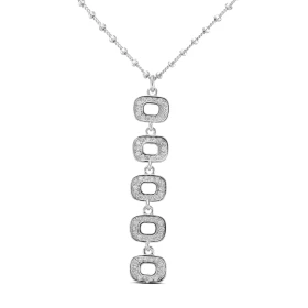 Collier argent rhodié composé 5 rectangles sertis d oxydes zirconium Dimension du pendentif : 8x38mm Chaîne maille perlée ...