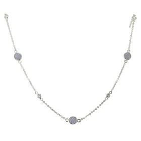 Collier Argent 925 Calcédoine Oxyde zirconium Collier composé d une chaine forcat, 5 Calcédoines facettées 5mm 6 oxydes ro...