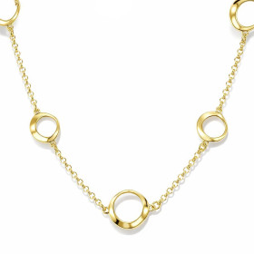 Collier argent 925 doré composé 4 cercles argent doré satiné 3 cercles argent lisse 12mm large Chaîne maille jasseron 1,8m...