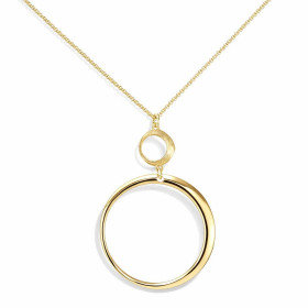 Collier argent 925 doré composé d un cercle argent doré satiné 10mm diamètre un cercle lisse 28mm diamètre Chaîne maille f...